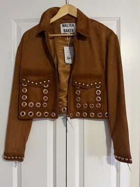 Stunning NWT Walter Baker genuine suede brown  leather jacket SM